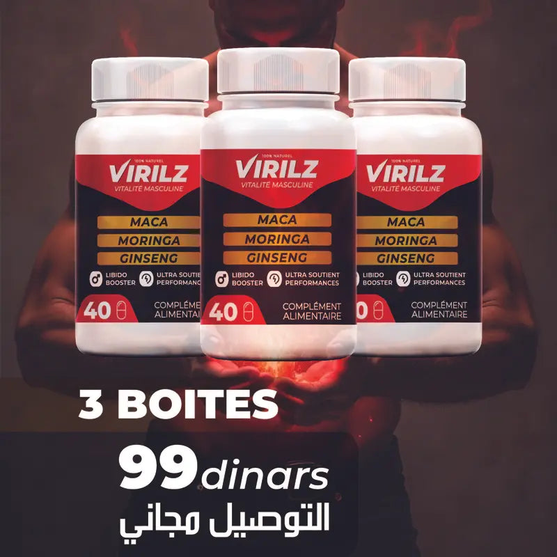 PACK DE 3 VIRILZ | Libido Booster Masculine (120 capsules)