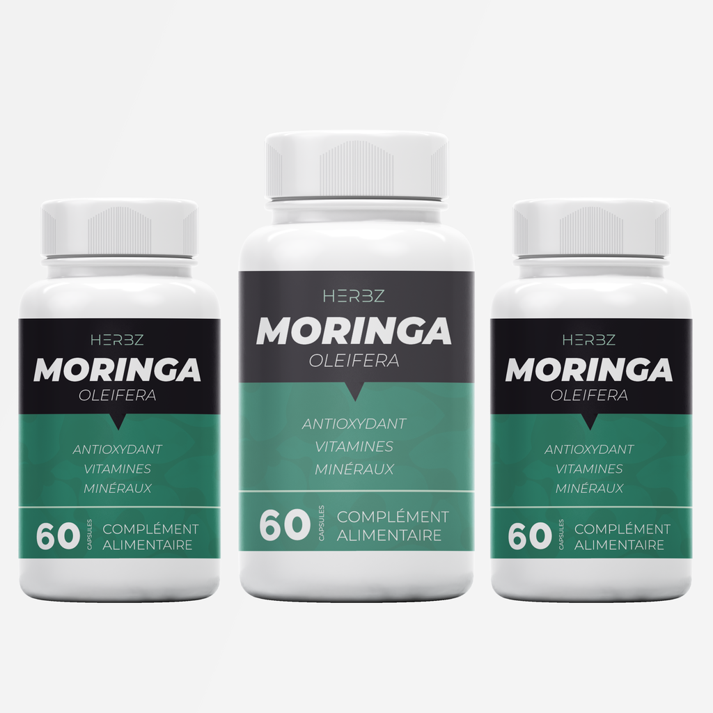 Moringa Oleifera HERBZ - Tonique Masculin Naturel - Vitalité & Performance - Pack Économique 3 Boîtes (180 Gélules) - Fabriqué en Tunisie
