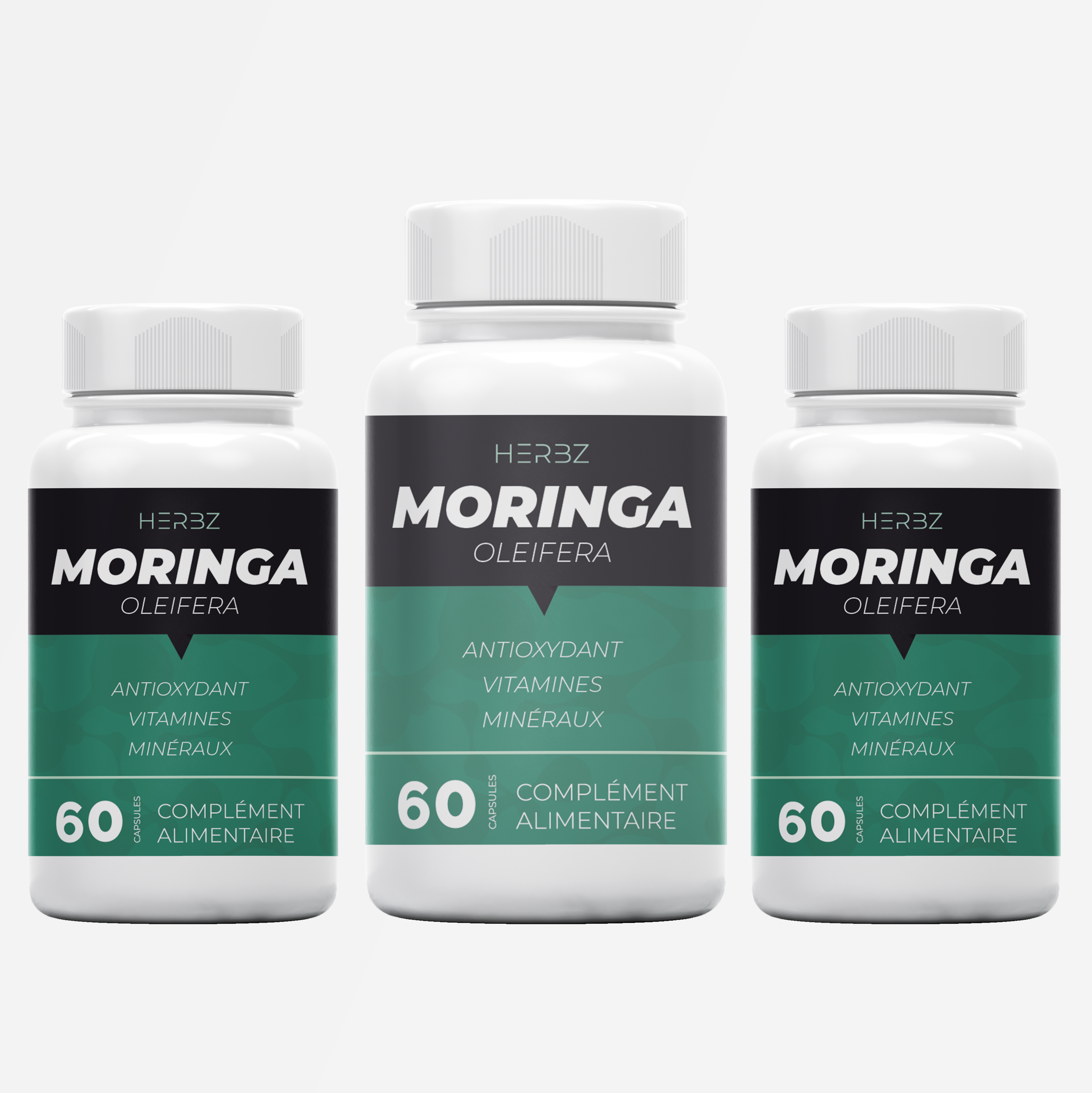 Moringa Oleifera HERBZ - Tonique Masculin Naturel - Vitalité & Performance - Pack Économique 3 Boîtes (180 Gélules) - Fabriqué en Tunisie